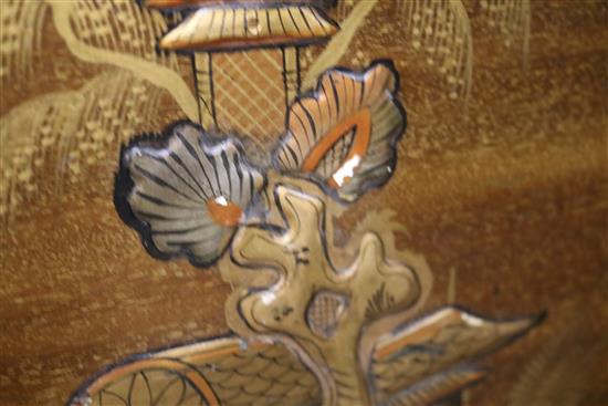 An early 20th century 78rpm wind-up gramophone player in chinoiserie-decorated cabinet, W. H. Barnes, London, W.75cm